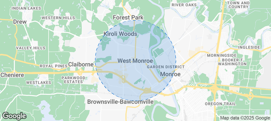 Map of Airbnb listings in West Monroe