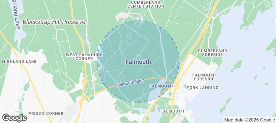 Map of Airbnb listings in Falmouth