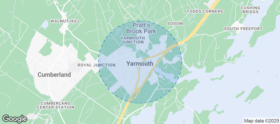 Map of Airbnb listings in Yarmouth