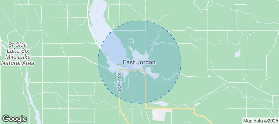 Map of Airbnb listings in East Jordan