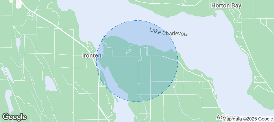 Map of Airbnb listings in Eveline Township