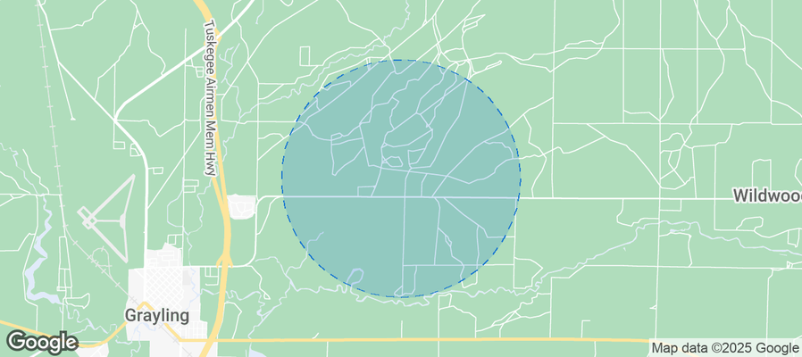 Map of Airbnb listings in Grayling Charter Township