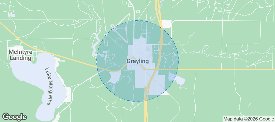 Map of Airbnb listings in Grayling