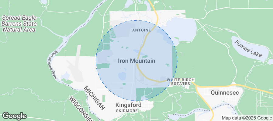 Map of Airbnb listings in Iron Mountain