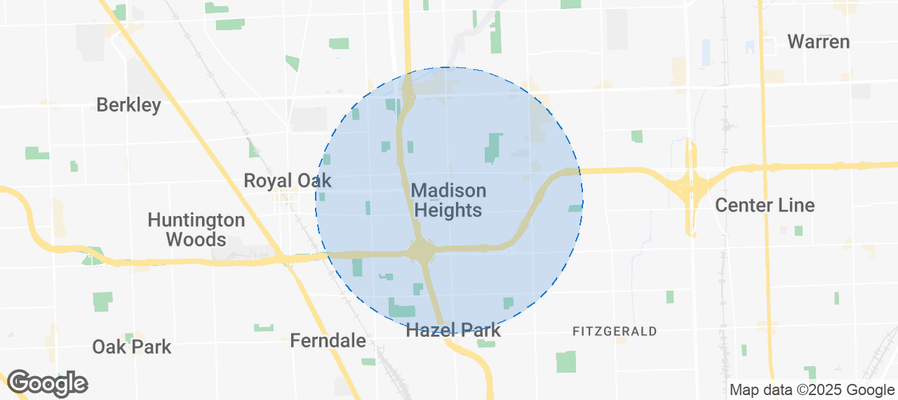 Map of Airbnb listings in Madison Heights