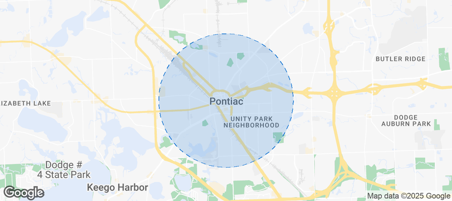Map of Airbnb listings in Pontiac