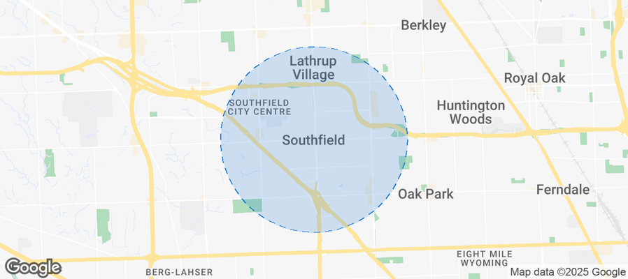 Map of Airbnb listings in Southfield