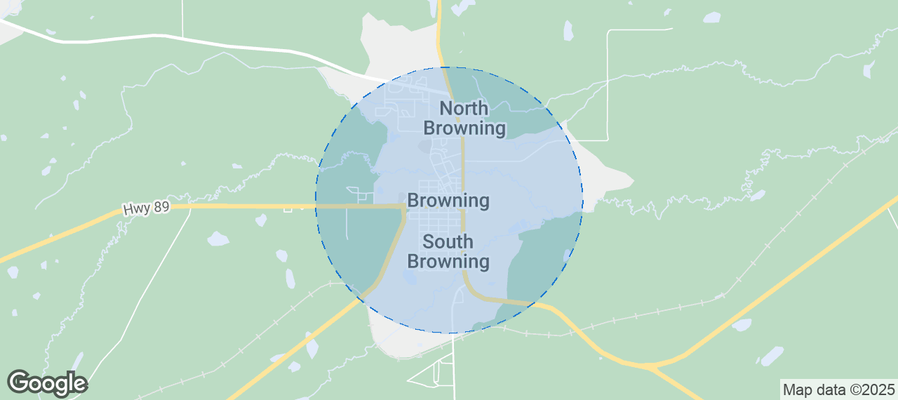 Map of Airbnb listings in Browning