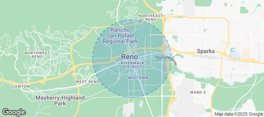 Map of Airbnb listings in Reno