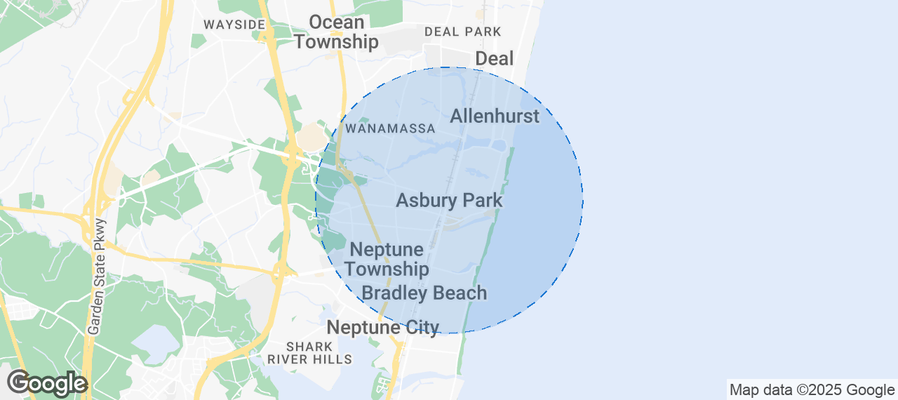 Map of Airbnb listings in Asbury Park