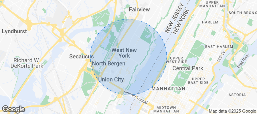 Map of Airbnb listings in West New York