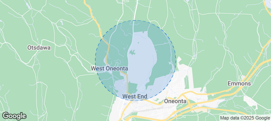 Map of Airbnb listings in Town of Oneonta