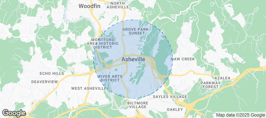 Map of Airbnb listings in Asheville