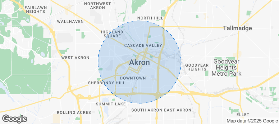 Map of Airbnb listings in Akron