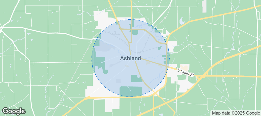 Map of Airbnb listings in Ashland