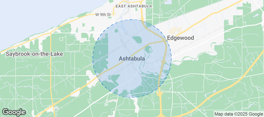 Map of Airbnb listings in Ashtabula