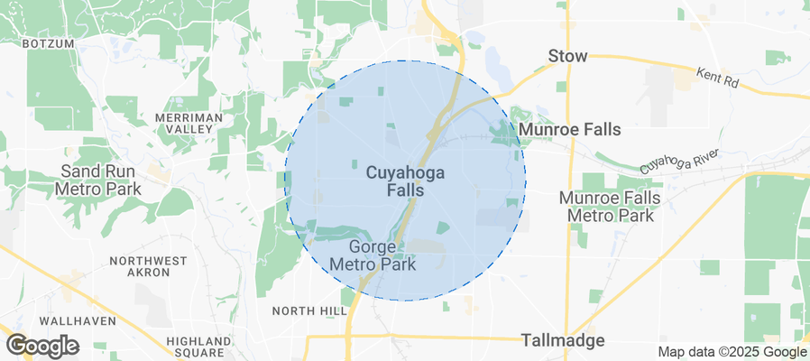 Map of Airbnb listings in Cuyahoga Falls