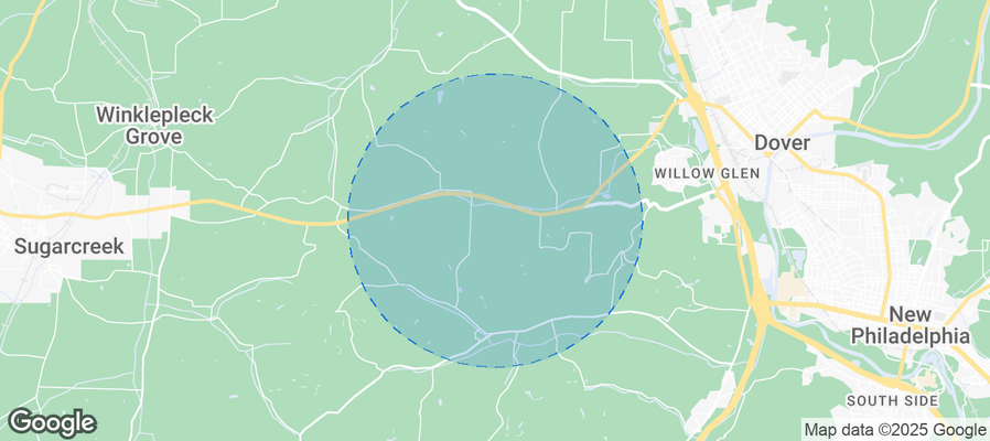 Map of Airbnb listings in Dover Township