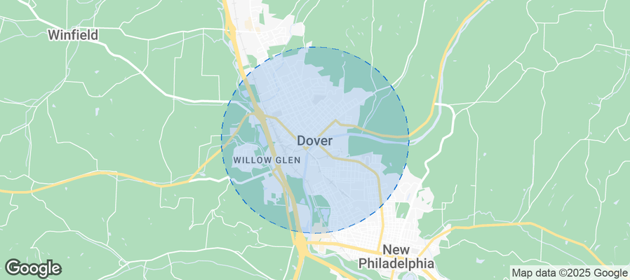 Map of Airbnb listings in Dover