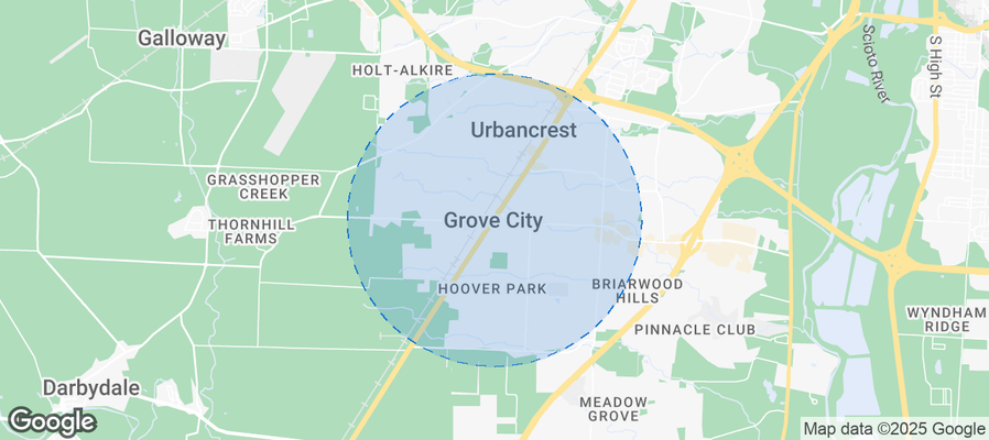 Map of Airbnb listings in Grove City