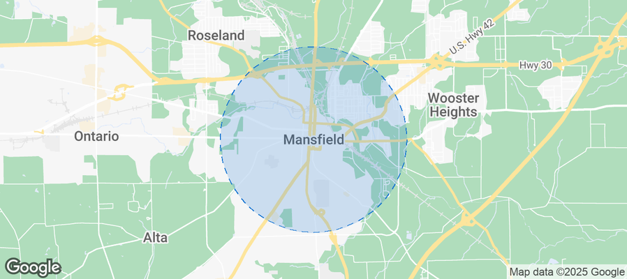 Map of Airbnb listings in Mansfield