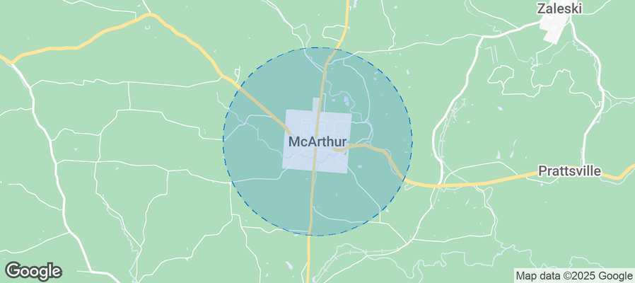 Map of Airbnb listings in McArthur