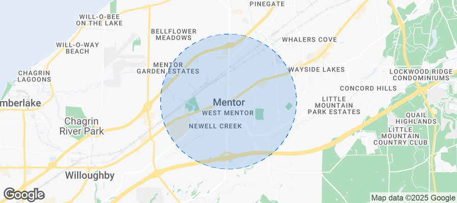 Map of Airbnb listings in Mentor