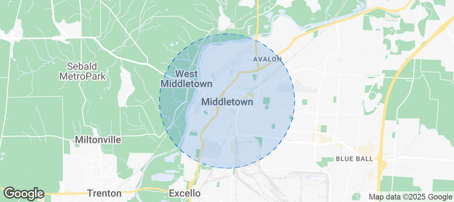 Map of Airbnb listings in Middletown