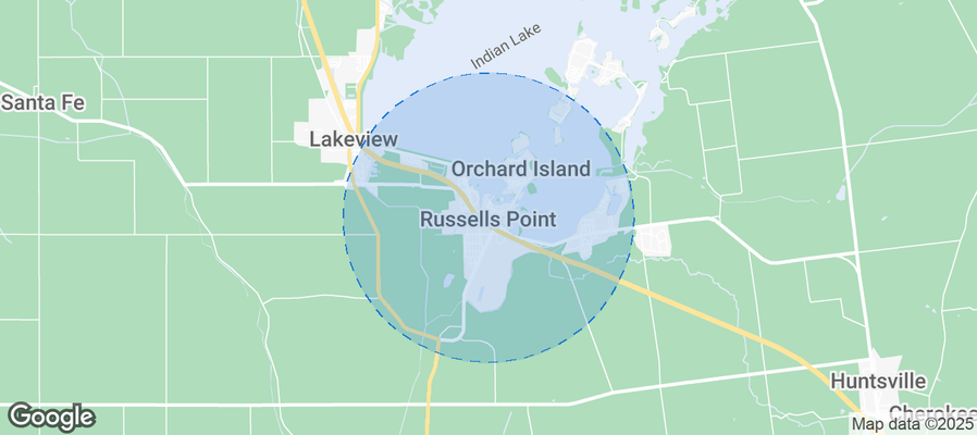 Map of Airbnb listings in Russells Point