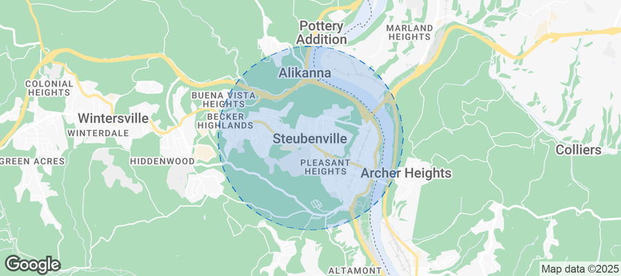 Map of Airbnb listings in Steubenville