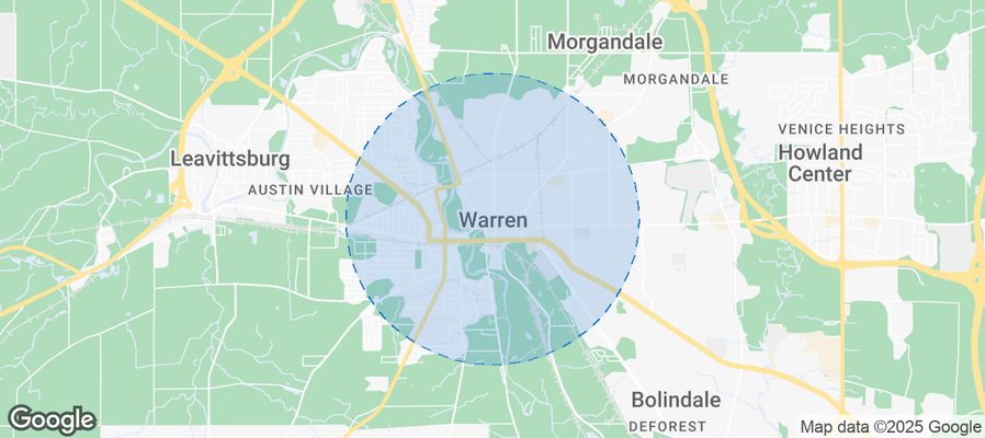 Map of Airbnb listings in Warren