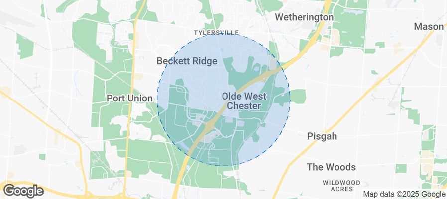 Map of Airbnb listings in West Chester Township