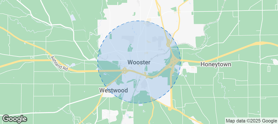 Map of Airbnb listings in Wooster