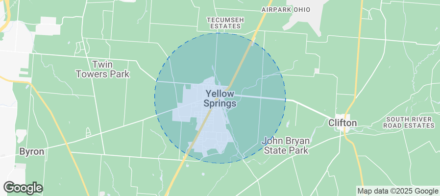 Map of Airbnb listings in Yellow Springs