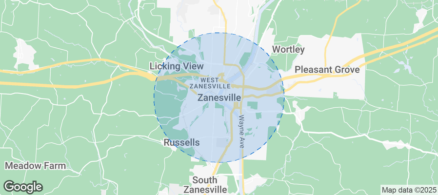 Map of Airbnb listings in Zanesville