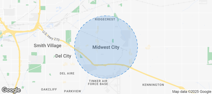 Map of Airbnb listings in Midwest City