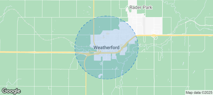 Map of Airbnb listings in Weatherford