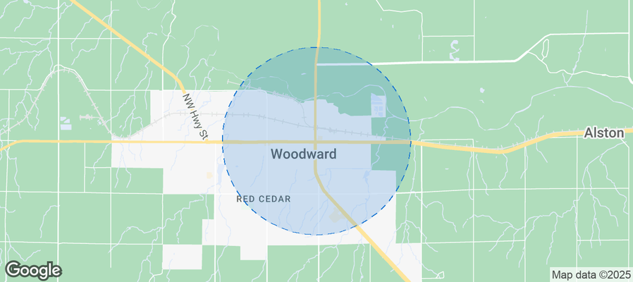 Map of Airbnb listings in Woodward