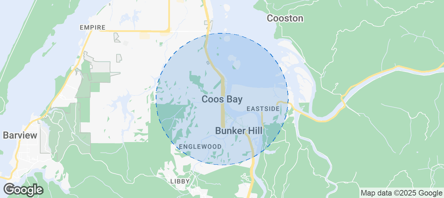 Map of Airbnb listings in Coos Bay