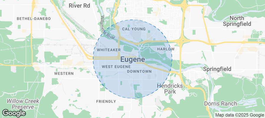 Map of Airbnb listings in Eugene