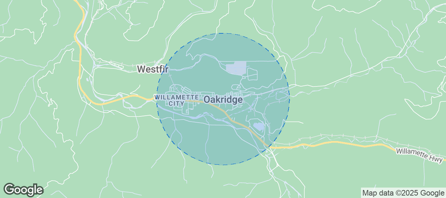 Map of Airbnb listings in Oakridge