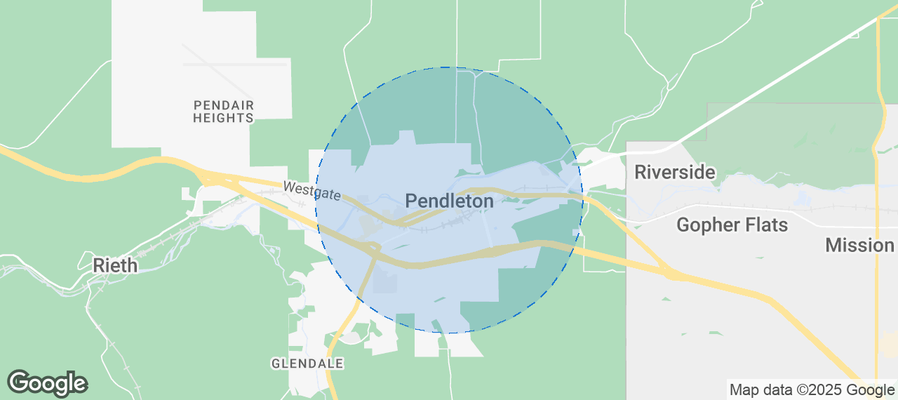 Map of Airbnb listings in Pendleton