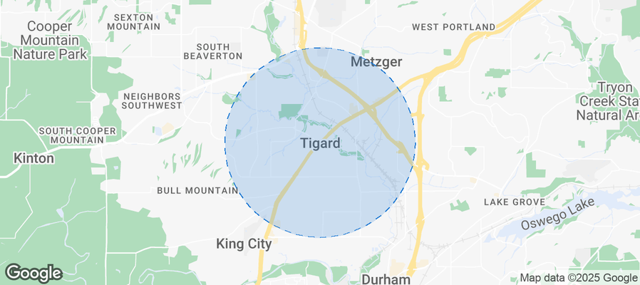 Map of Airbnb listings in Tigard
