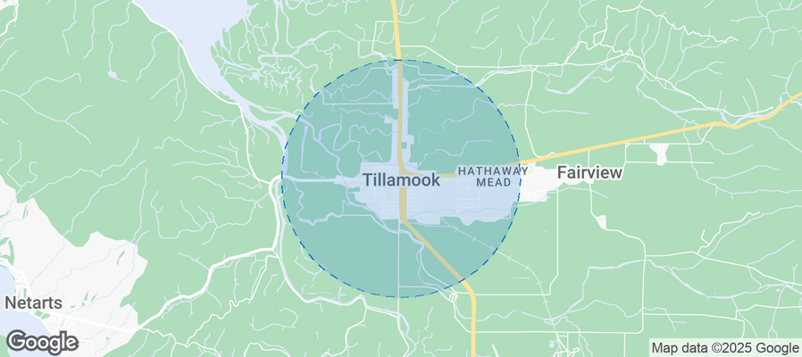 Map of Airbnb listings in Tillamook