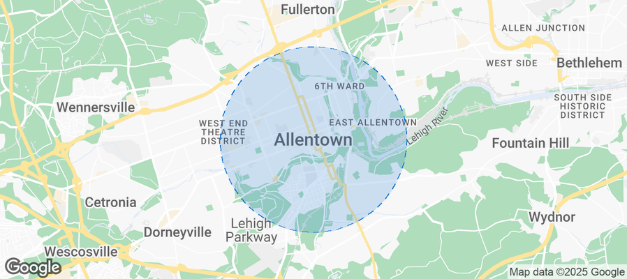 Map of Airbnb listings in Allentown