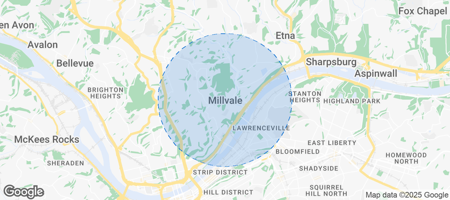 Map of Airbnb listings in Millvale