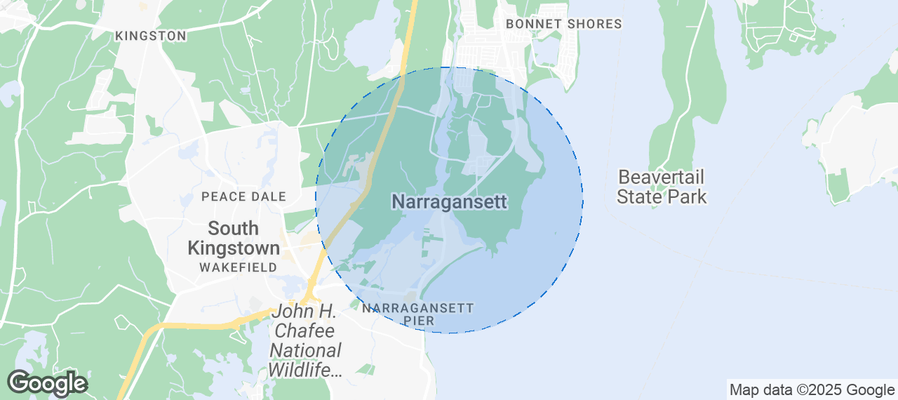 Map of Airbnb listings in Narragansett