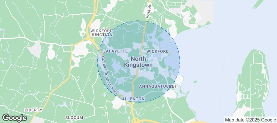 Map of Airbnb listings in North Kingstown