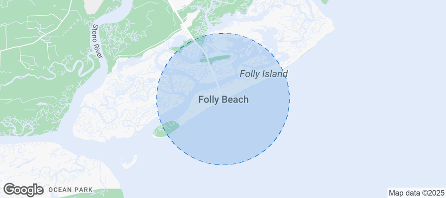 Map of Airbnb listings in Folly Beach