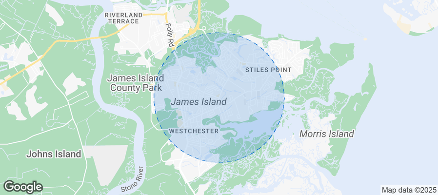 Map of Airbnb listings in James Island